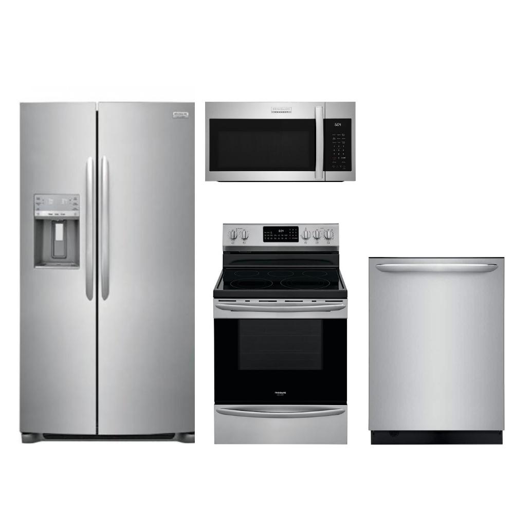FRIGIDAIRE 4pc Black Stainless Package with Side by side